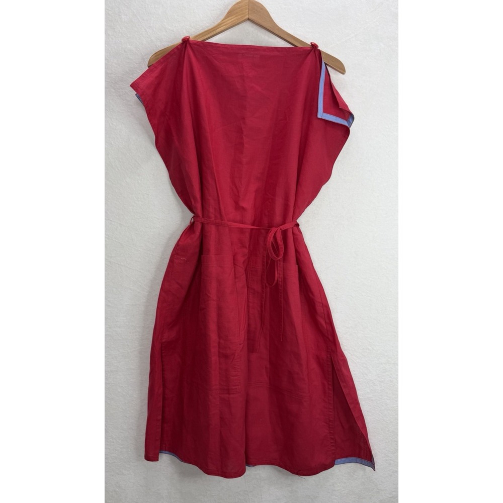 Superella Handmade in South Africa Red Button Shoulder Tie Waist Dress